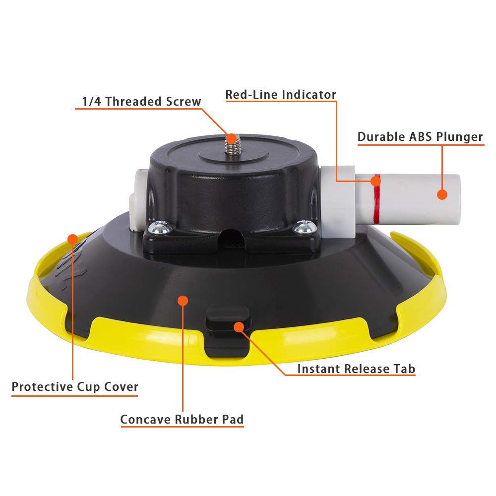 Imt 6' Suction Cup Camera Mount With 360 Ball Head, Air Pump Vacuum Suction Mount For Action Camera/Dslr/Camcorders/Phone, Camera Holder On Windshield/Window/Dashboard/Boats